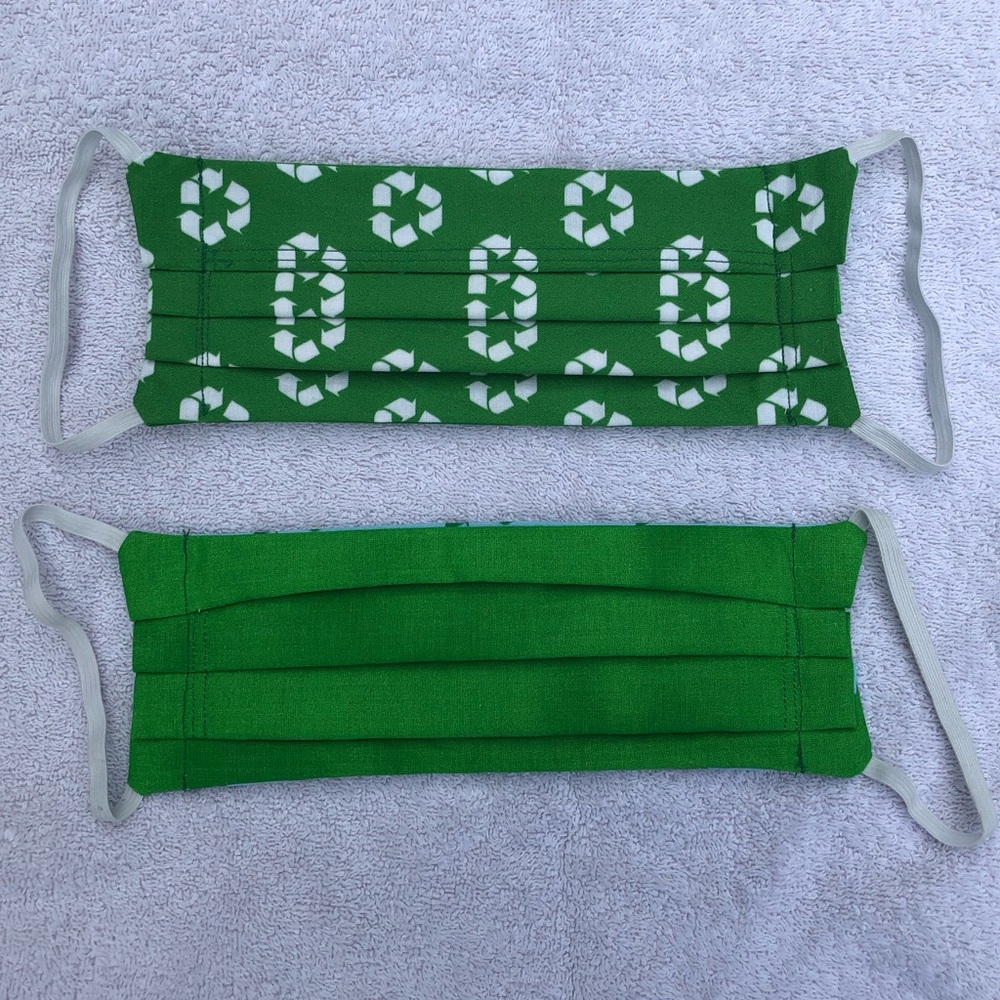 Green Recycling Symbol Face Mask